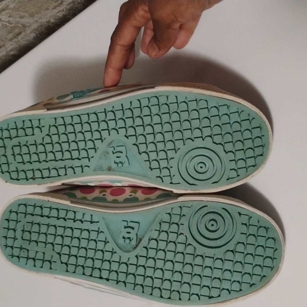 DC  Sneakers - Cream, Green, and Pink Polka Dots - Picture 9 of 11